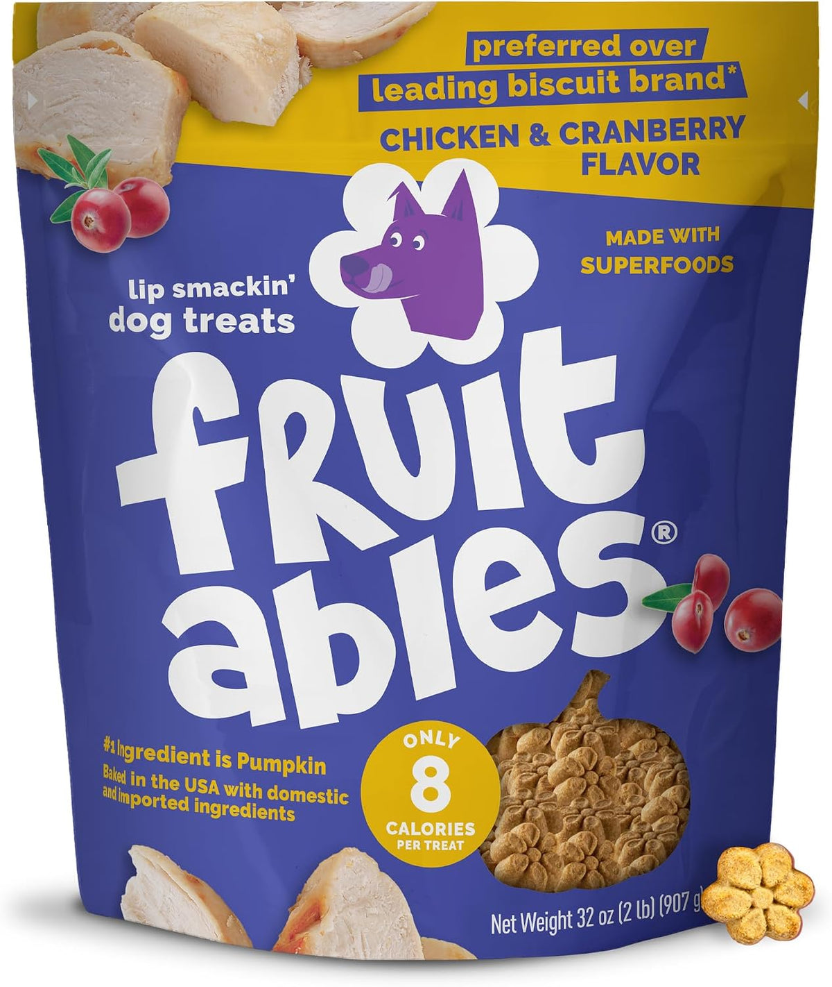Baked Dog Treats, Low Calorie Treats, Pumpkin & Banana, 7oz