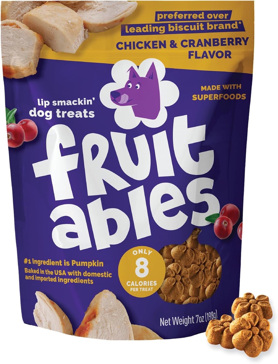 Baked Dog Treats, Low Calorie Treats, Pumpkin & Banana, 7oz