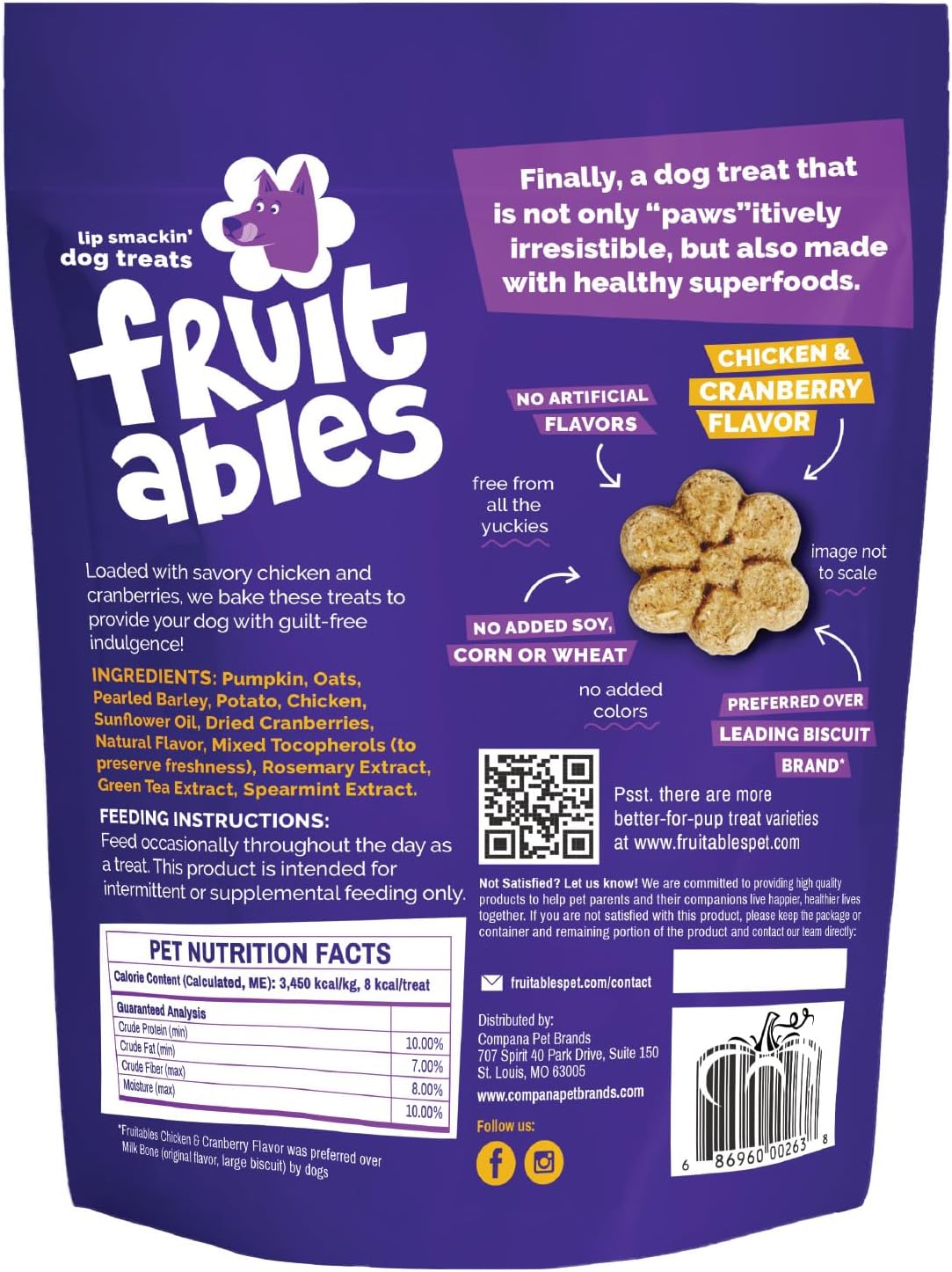 Baked Dog Treats, Low Calorie Treats, Pumpkin & Banana, 7oz