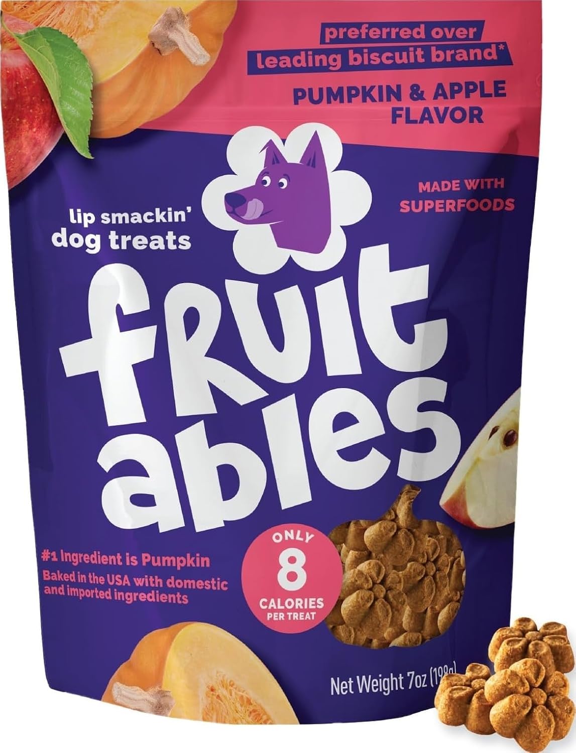 Baked Dog Treats, Low Calorie Treats, Pumpkin & Banana, 7oz