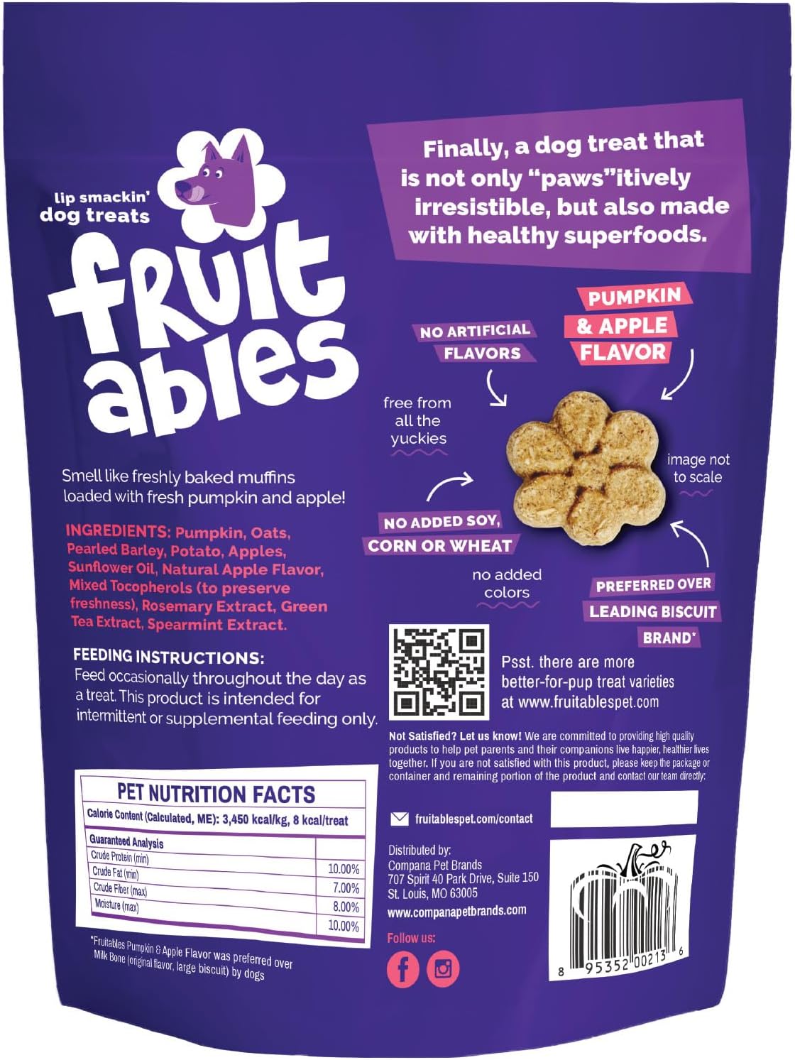 Baked Dog Treats, Low Calorie Treats, Pumpkin & Banana, 7oz