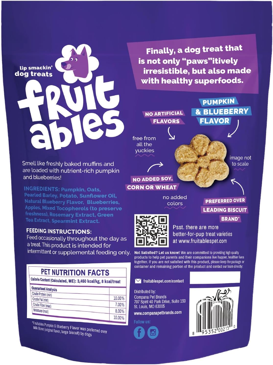 Baked Dog Treats, Low Calorie Treats, Pumpkin & Banana, 7oz