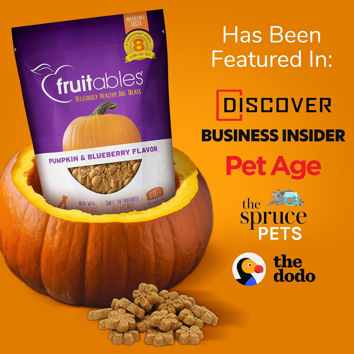 Baked Dog Treats, Low Calorie Treats, Pumpkin & Banana, 7oz