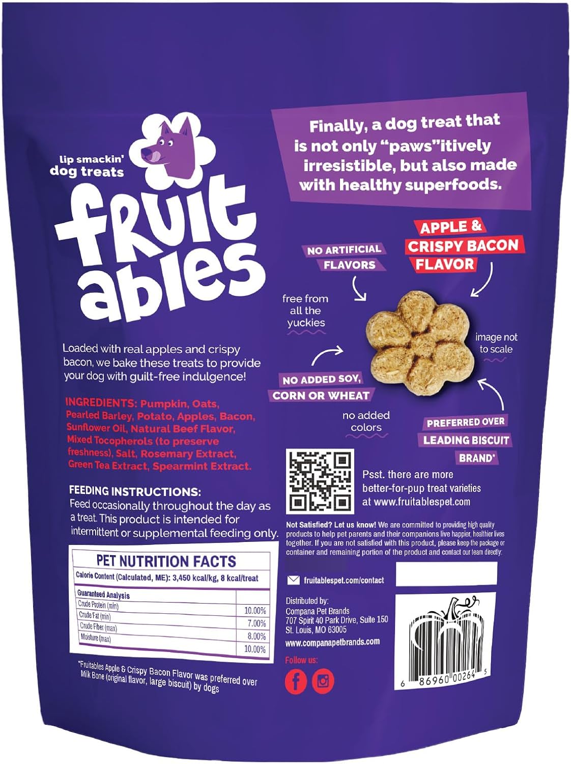 Baked Dog Treats, Low Calorie Treats, Pumpkin & Banana, 7oz