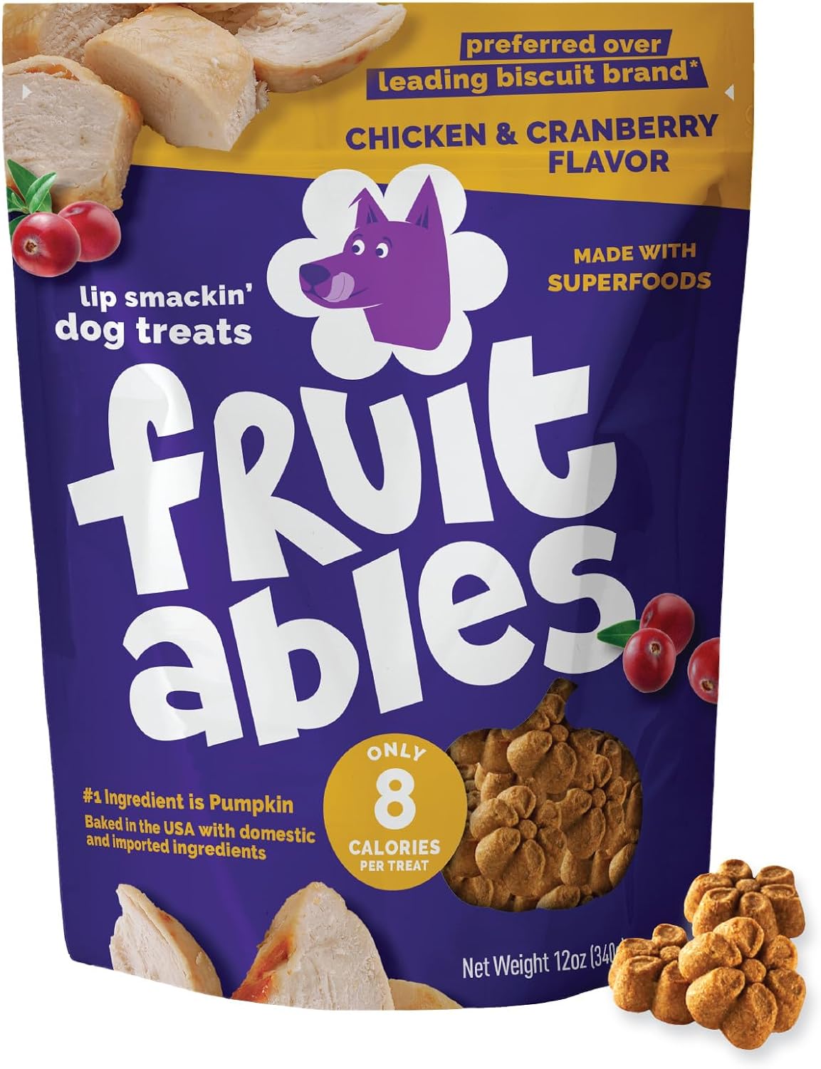 Baked Dog Treats, Low Calorie Treats, Pumpkin & Banana, 7oz