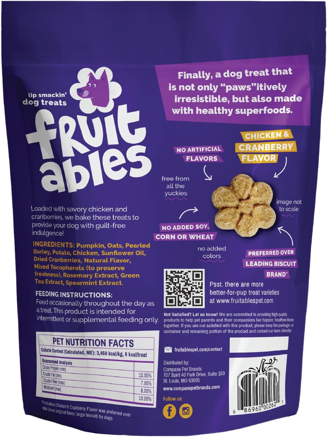 Baked Dog Treats, Low Calorie Treats, Pumpkin & Banana, 7oz