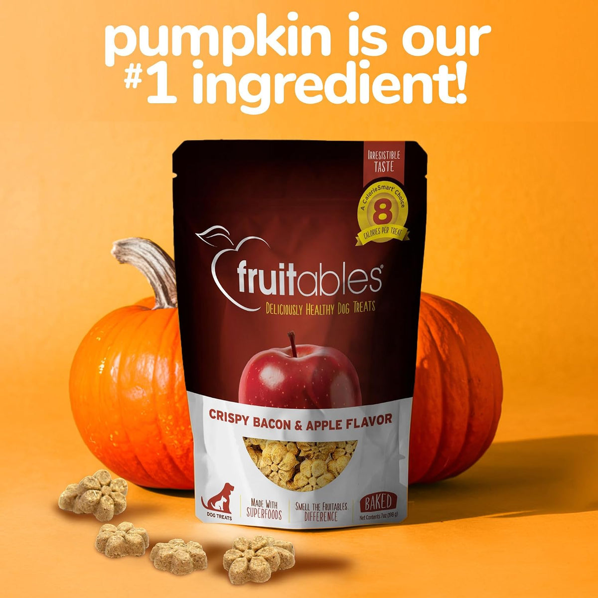 Baked Dog Treats, Low Calorie Treats, Pumpkin & Banana, 7oz