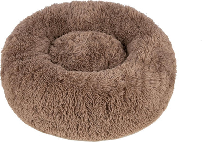 Best Pet Supplies Round Calming Dog Bed for Small, Medium & Large Dogs, Plush Donut Cuddler Pet Bed w/Raised Rim for Head, Neck Support, Anti-Slip Bottom Washable Bed - Caramel, 24 x 24 x 7