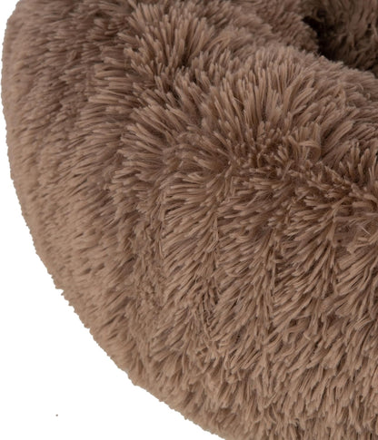 Best Pet Supplies Round Calming Dog Bed for Small, Medium & Large Dogs, Plush Donut Cuddler Pet Bed w/Raised Rim for Head, Neck Support, Anti-Slip Bottom Washable Bed - Caramel, 24 x 24 x 7