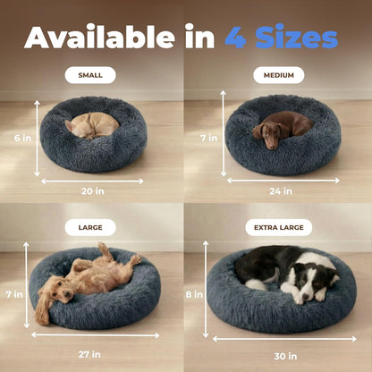 Best Pet Supplies Round Calming Dog Bed for Small, Medium & Large Dogs, Plush Donut Cuddler Pet Bed w/Raised Rim for Head, Neck Support, Anti-Slip Bottom Washable Bed - Caramel, 24 x 24 x 7