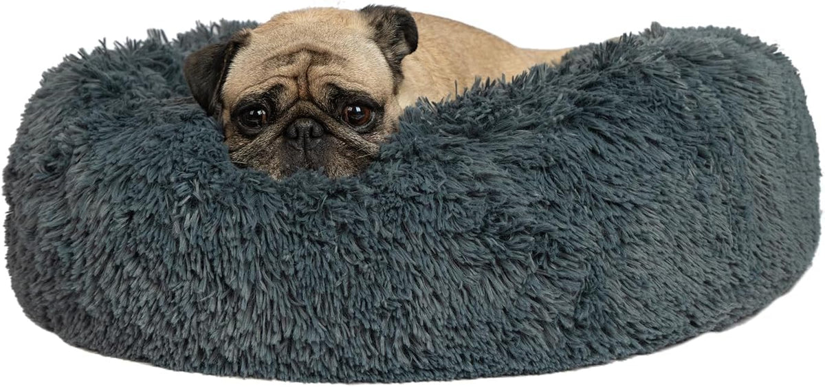 Best Pet Supplies Round Calming Dog Bed for Small, Medium & Large Dogs, Plush Donut Cuddler Pet Bed w/Raised Rim for Head, Neck Support, Anti-Slip Bottom Washable Bed - Caramel, 24 x 24 x 7