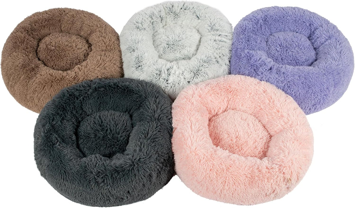 Best Pet Supplies Round Calming Dog Bed for Small, Medium & Large Dogs, Plush Donut Cuddler Pet Bed w/Raised Rim for Head, Neck Support, Anti-Slip Bottom Washable Bed - Caramel, 24 x 24 x 7