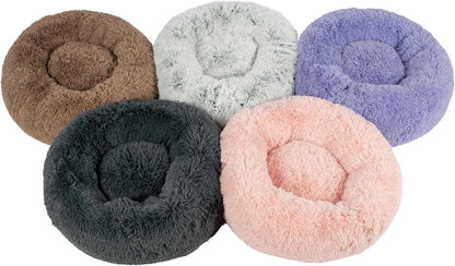 Best Pet Supplies Round Calming Dog Bed for Small, Medium & Large Dogs, Plush Donut Cuddler Pet Bed w/Raised Rim for Head, Neck Support, Anti-Slip Bottom Washable Bed - Caramel, 24 x 24 x 7