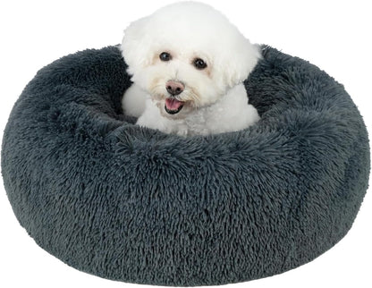 Best Pet Supplies Round Calming Dog Bed for Small, Medium & Large Dogs, Plush Donut Cuddler Pet Bed w/Raised Rim for Head, Neck Support, Anti-Slip Bottom Washable Bed - Caramel, 24 x 24 x 7