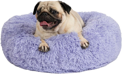 Best Pet Supplies Round Calming Dog Bed for Small, Medium & Large Dogs, Plush Donut Cuddler Pet Bed w/Raised Rim for Head, Neck Support, Anti-Slip Bottom Washable Bed - Caramel, 24 x 24 x 7