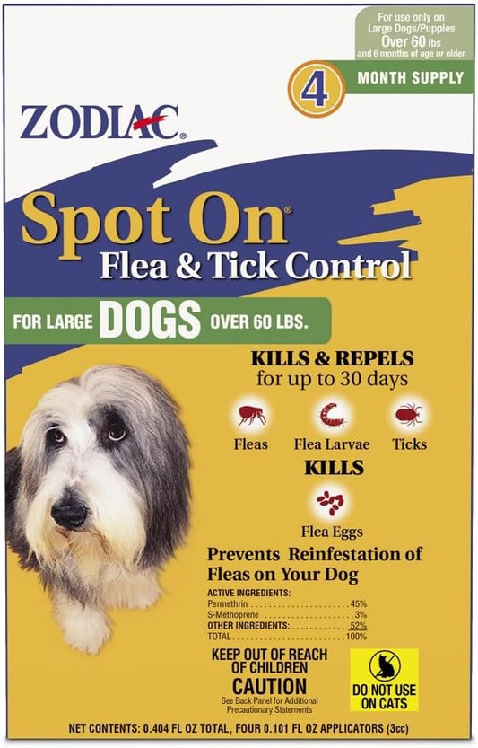 Spot On Flea & Tick Control Large Dogs Over 60 Pounds 4 Pack