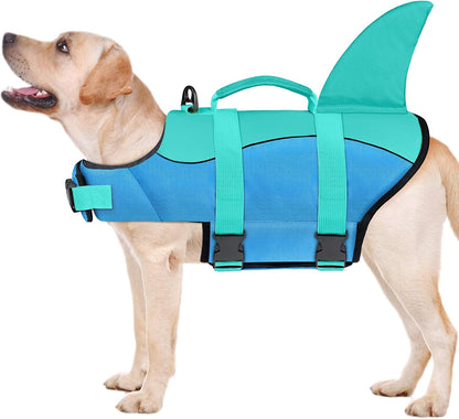 Dog Life Jacket, Ripstop Dog Life Vest with High Buoyancy for Swimming Boating, High VisibilityShark Puppy Lifesaver for Small Medium Large Dogs (Medium)