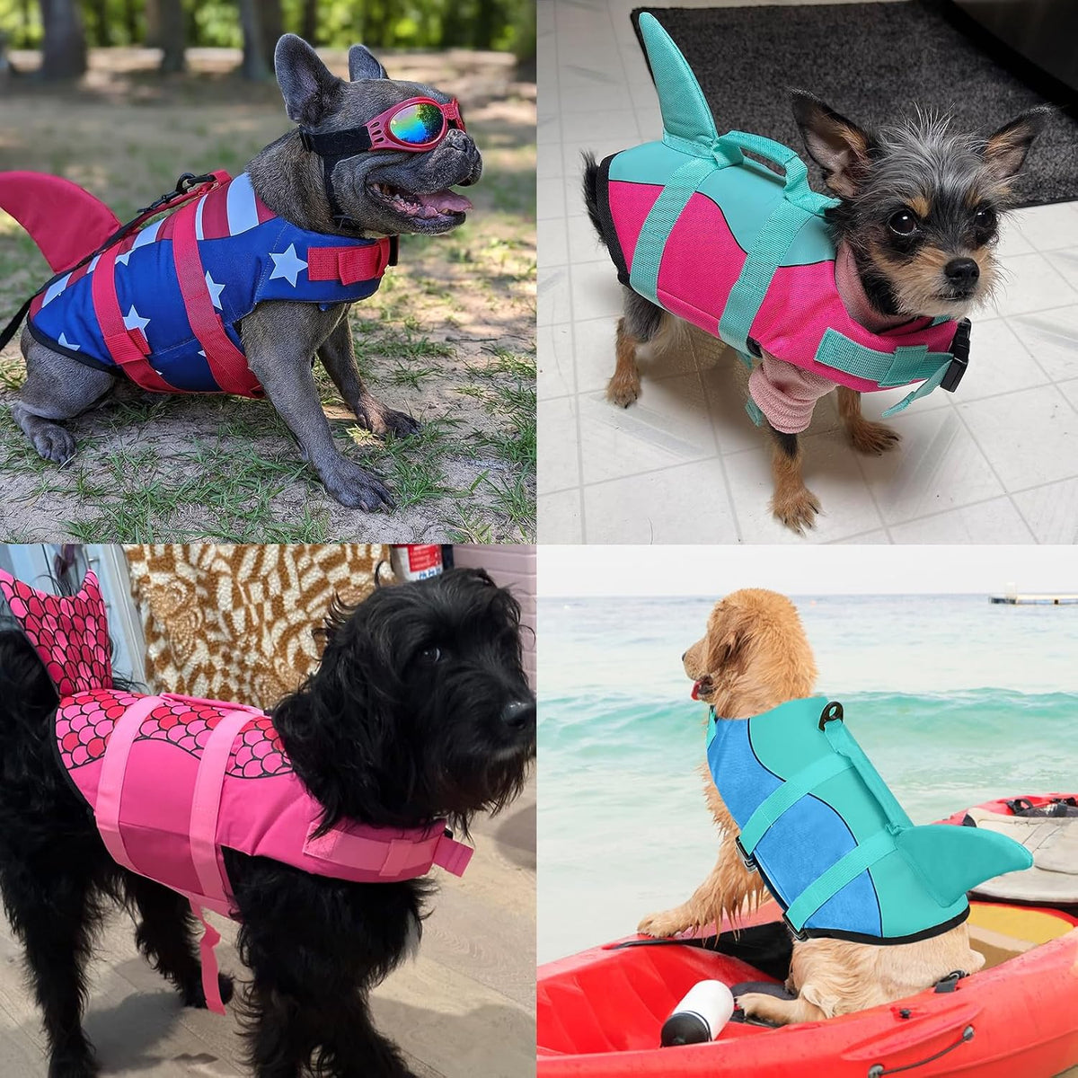 Dog Life Jacket, Ripstop Dog Life Vest with High Buoyancy for Swimming Boating, High VisibilityShark Puppy Lifesaver for Small Medium Large Dogs (Medium)