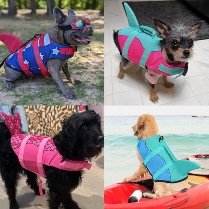 Dog Life Jacket, Ripstop Dog Life Vest with High Buoyancy for Swimming Boating, High VisibilityShark Puppy Lifesaver for Small Medium Large Dogs (Medium)
