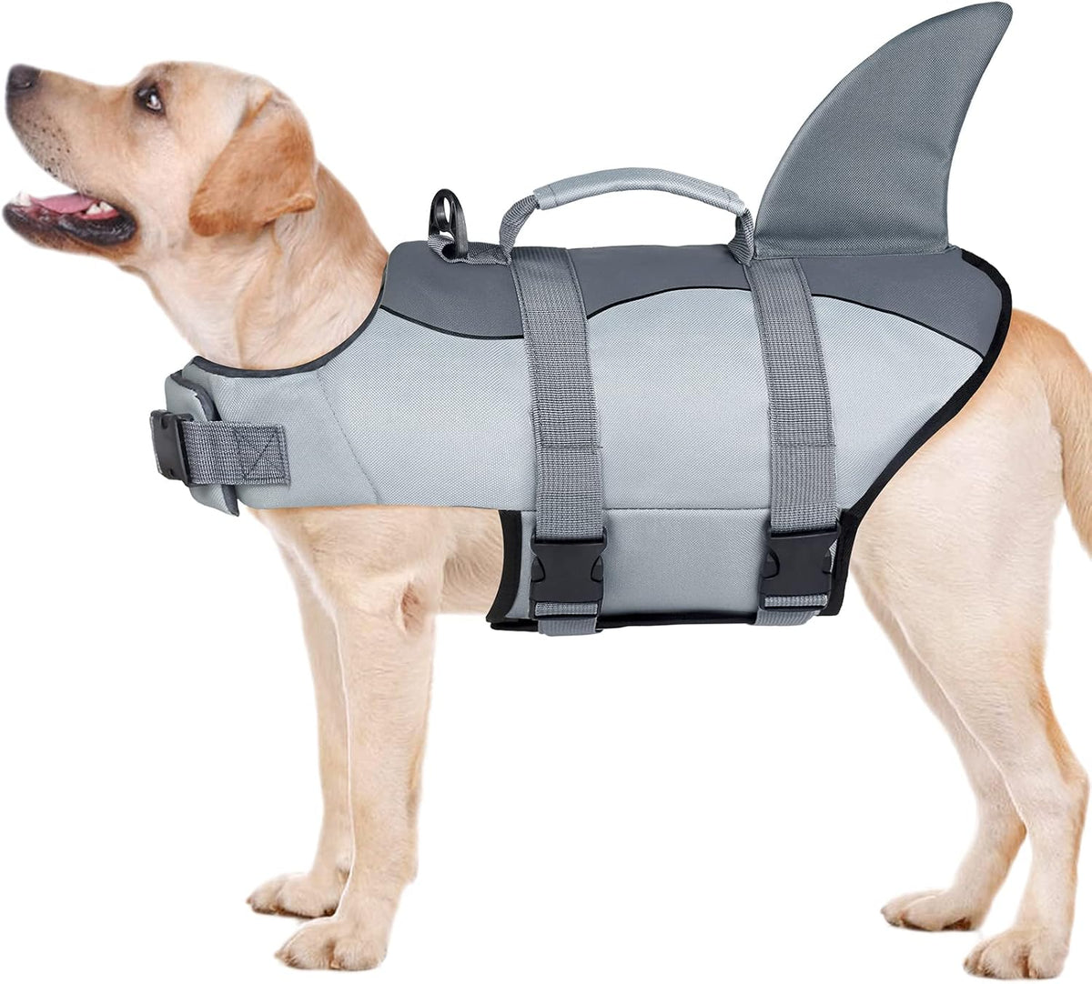 Dog Life Jacket, Ripstop Dog Life Vest with High Buoyancy for Swimming Boating, High VisibilityShark Puppy Lifesaver for Small Medium Large Dogs (Medium)
