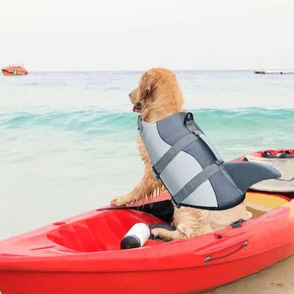 Dog Life Jacket, Ripstop Dog Life Vest with High Buoyancy for Swimming Boating, High VisibilityShark Puppy Lifesaver for Small Medium Large Dogs (Medium)