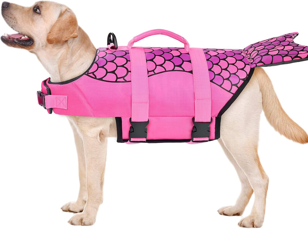 Dog Life Jacket, Ripstop Dog Life Vest with High Buoyancy for Swimming Boating, High VisibilityShark Puppy Lifesaver for Small Medium Large Dogs (Medium)