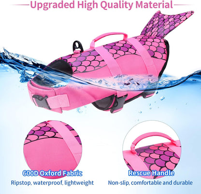 Dog Life Jacket, Ripstop Dog Life Vest with High Buoyancy for Swimming Boating, High VisibilityShark Puppy Lifesaver for Small Medium Large Dogs (Medium)