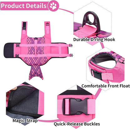 Dog Life Jacket, Ripstop Dog Life Vest with High Buoyancy for Swimming Boating, High VisibilityShark Puppy Lifesaver for Small Medium Large Dogs (Medium)
