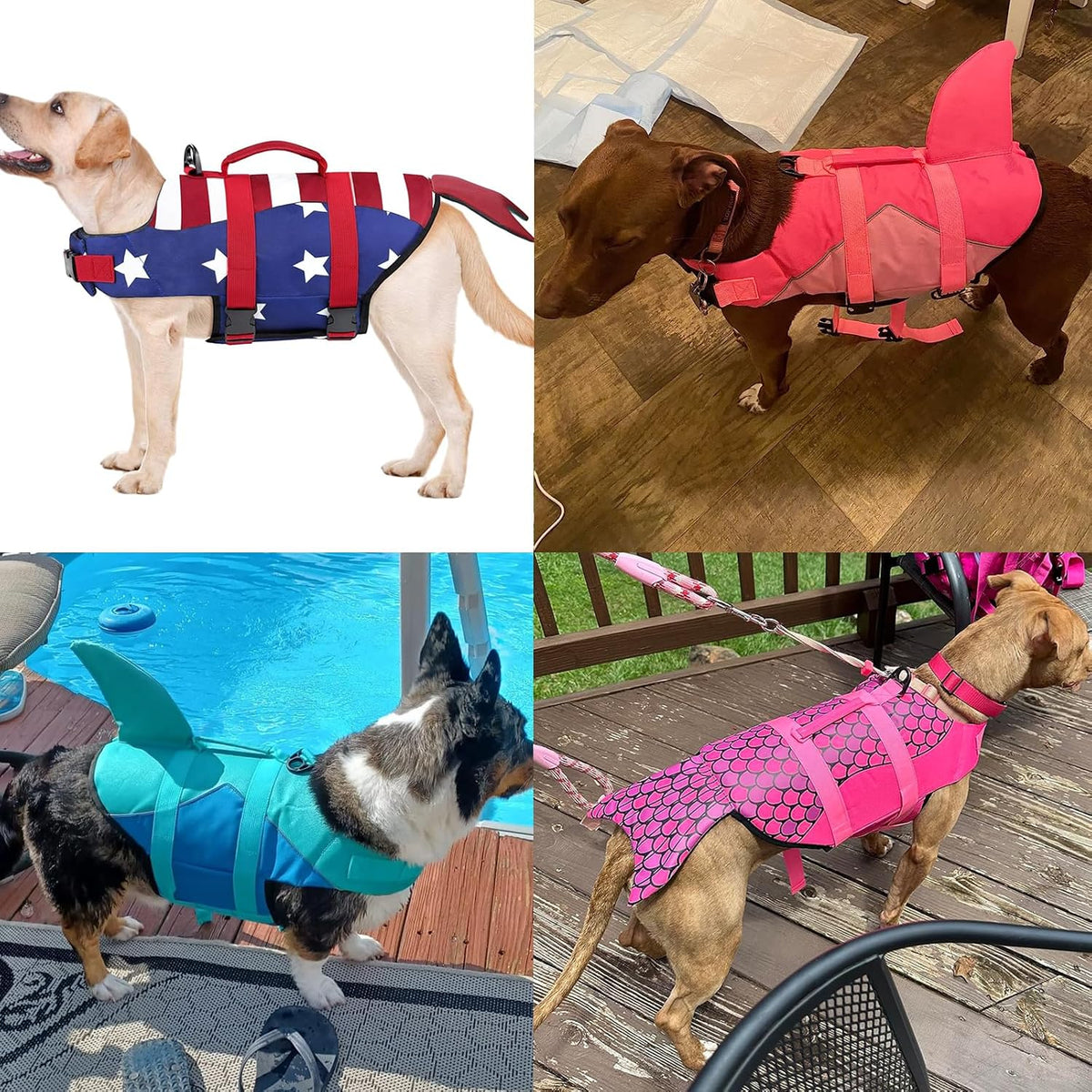 Dog Life Jacket, Ripstop Dog Life Vest with High Buoyancy for Swimming Boating, High VisibilityShark Puppy Lifesaver for Small Medium Large Dogs (Medium)