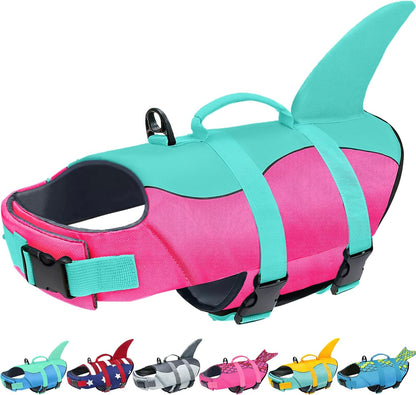 Dog Life Jacket, Ripstop Dog Life Vest with High Buoyancy for Swimming Boating, High VisibilityShark Puppy Lifesaver for Small Medium Large Dogs (Medium)