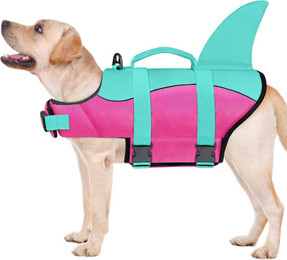 Dog Life Jacket, Ripstop Dog Life Vest with High Buoyancy for Swimming Boating, High VisibilityShark Puppy Lifesaver for Small Medium Large Dogs (Medium)
