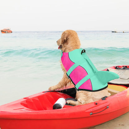 Dog Life Jacket, Ripstop Dog Life Vest with High Buoyancy for Swimming Boating, High VisibilityShark Puppy Lifesaver for Small Medium Large Dogs (Medium)