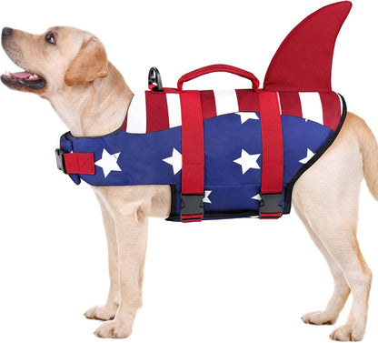 Dog Life Jacket, Ripstop Dog Life Vest with High Buoyancy for Swimming Boating, High VisibilityShark Puppy Lifesaver for Small Medium Large Dogs (Medium)
