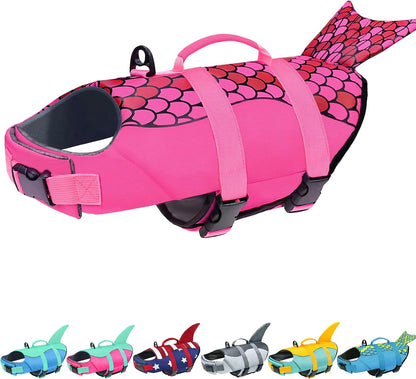 Dog Life Jacket, Ripstop Dog Life Vest with High Buoyancy for Swimming Boating, High VisibilityShark Puppy Lifesaver for Small Medium Large Dogs (Medium)