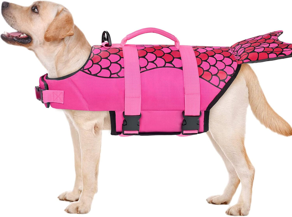 Dog Life Jacket, Ripstop Dog Life Vest with High Buoyancy for Swimming Boating, High VisibilityShark Puppy Lifesaver for Small Medium Large Dogs (Medium)