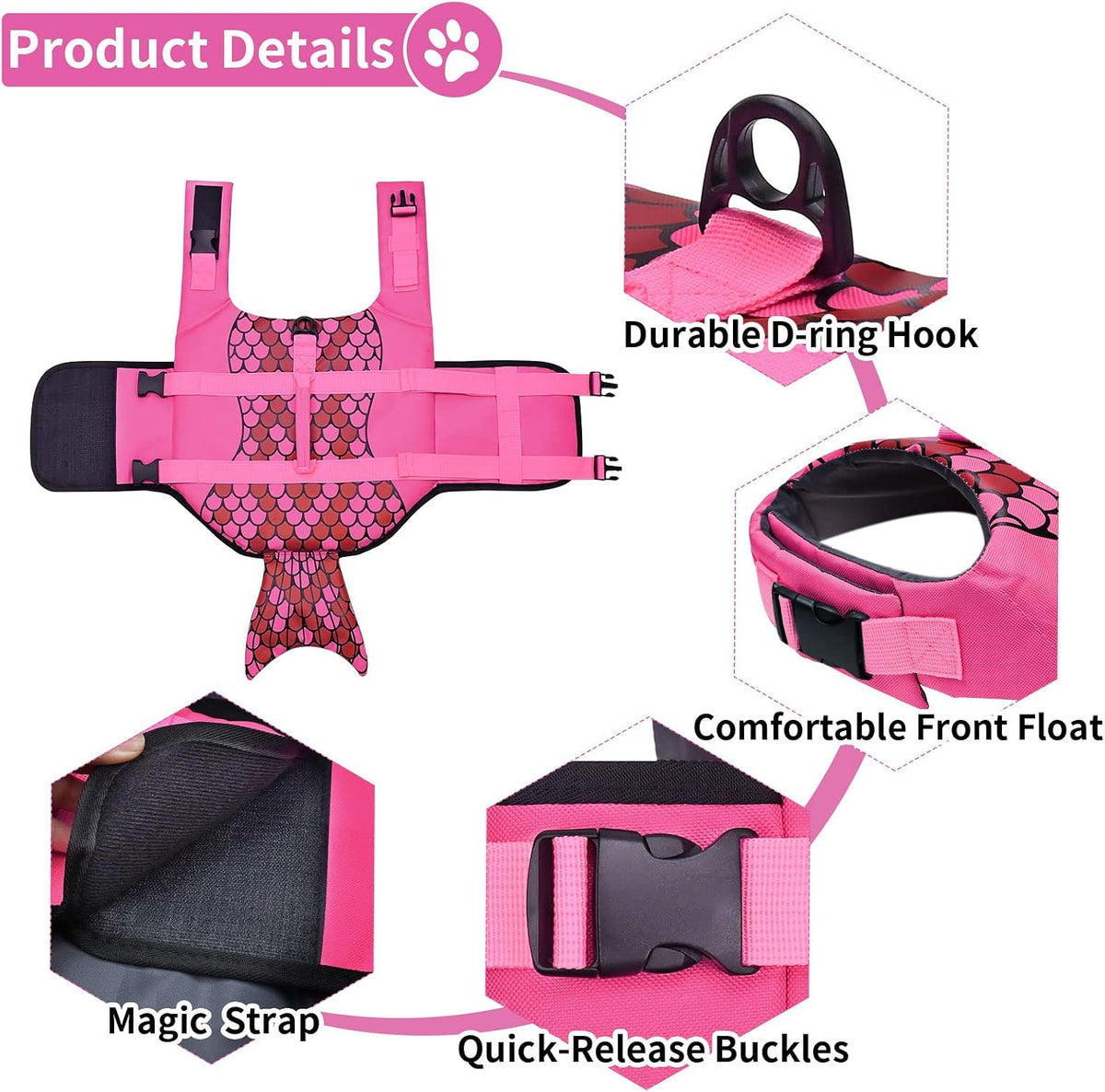 Dog Life Jacket, Ripstop Dog Life Vest with High Buoyancy for Swimming Boating, High VisibilityShark Puppy Lifesaver for Small Medium Large Dogs (Medium)