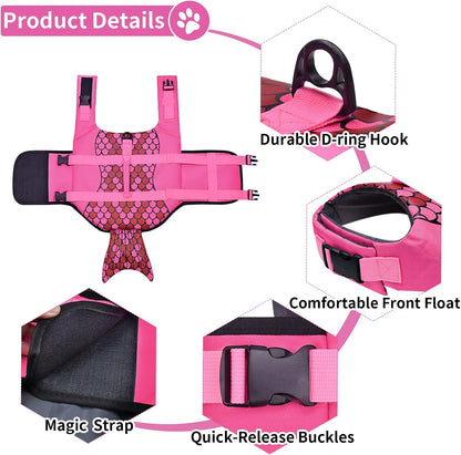 Dog Life Jacket, Ripstop Dog Life Vest with High Buoyancy for Swimming Boating, High VisibilityShark Puppy Lifesaver for Small Medium Large Dogs (Medium)