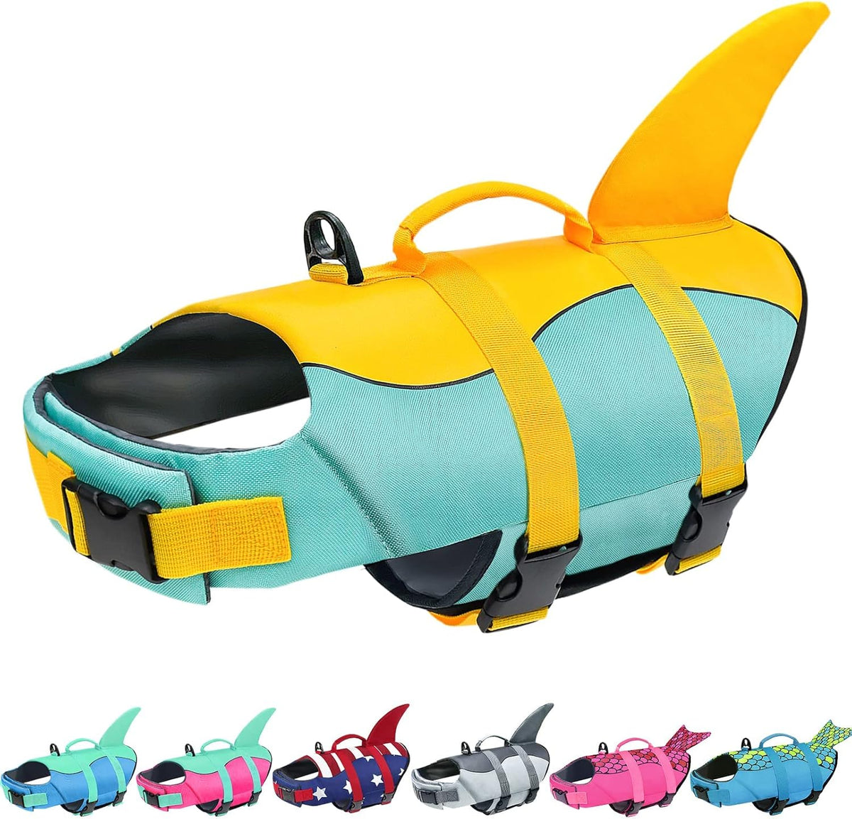 Dog Life Jacket, Ripstop Dog Life Vest with High Buoyancy for Swimming Boating, High VisibilityShark Puppy Lifesaver for Small Medium Large Dogs (Medium)