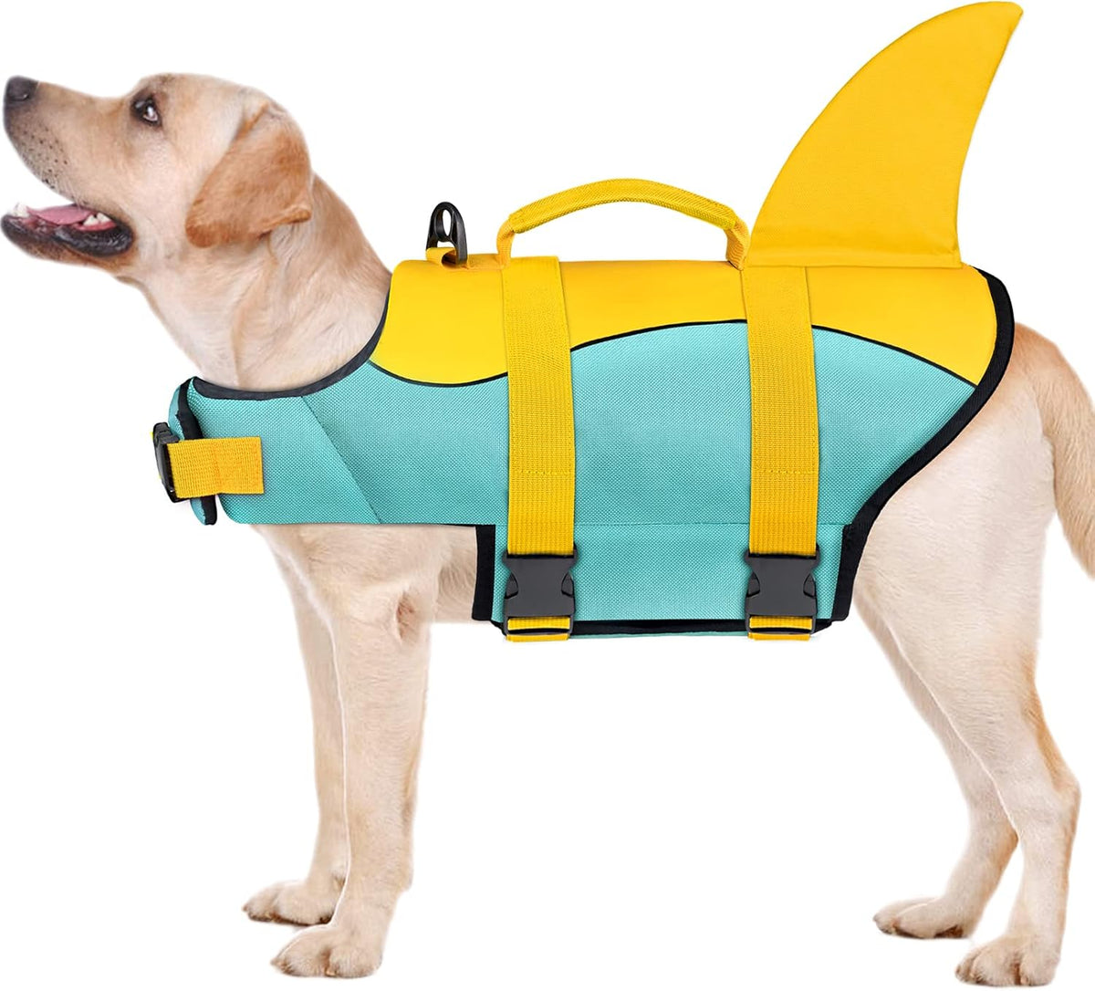 Dog Life Jacket, Ripstop Dog Life Vest with High Buoyancy for Swimming Boating, High VisibilityShark Puppy Lifesaver for Small Medium Large Dogs (Medium)