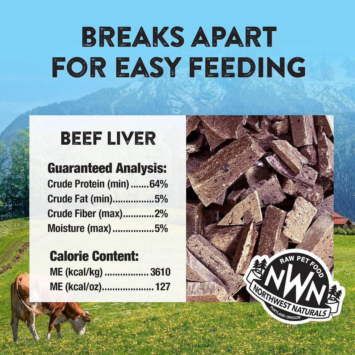 Raw Rewards Freeze-Dried Beef Liver Treats for Dogs and Cats - Bite-Sized Pieces - Healthy, 1 Ingredient, Human Grade Pet Food, All Natural, Proudly Made in USA, 10 Oz