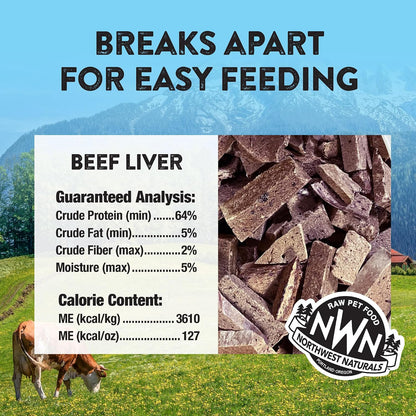 Raw Rewards Freeze-Dried Beef Liver Treats for Dogs and Cats - Bite-Sized Pieces - Healthy, 1 Ingredient, Human Grade Pet Food, All Natural, Proudly Made in USA, 10 Oz