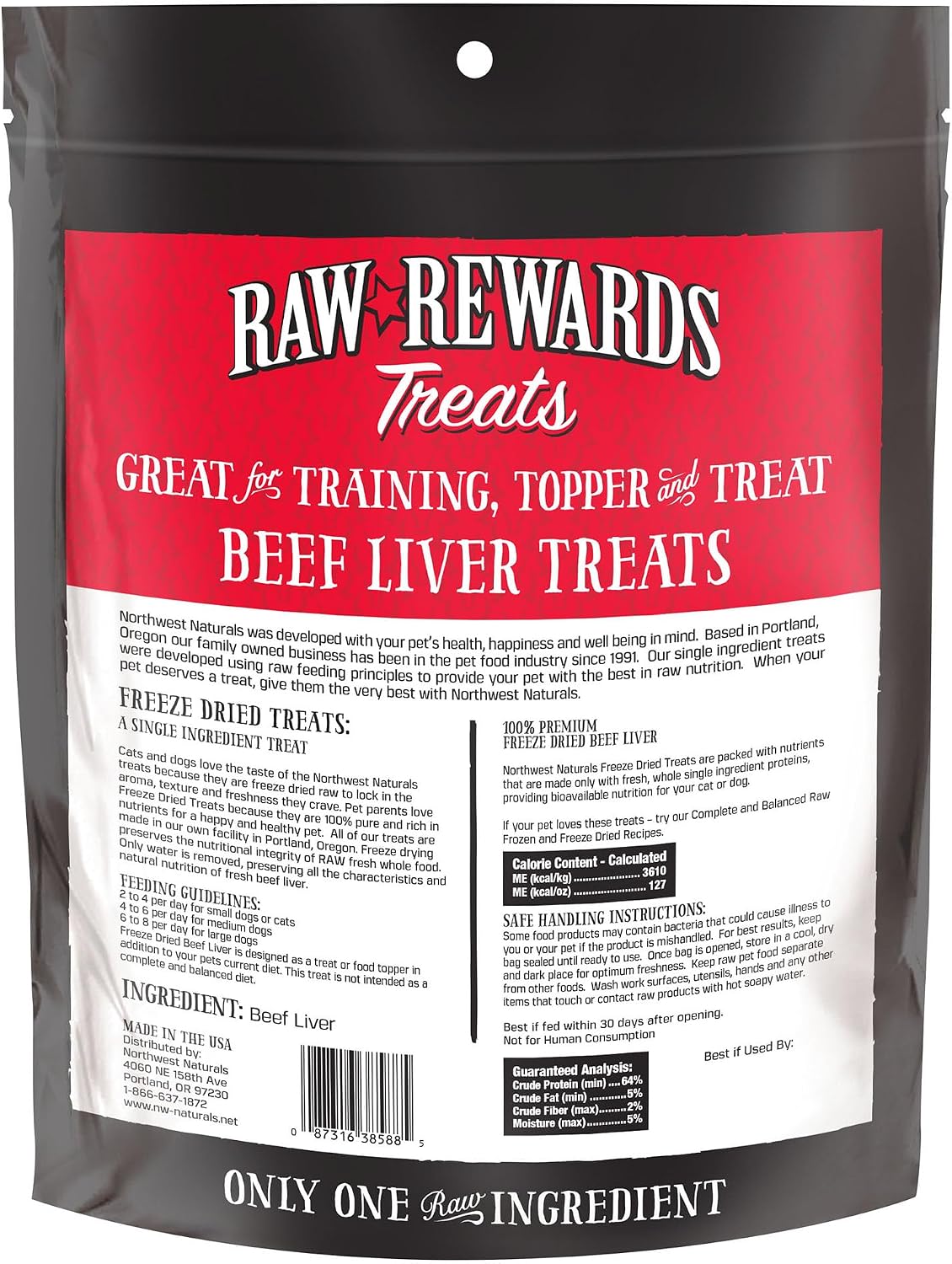Raw Rewards Freeze-Dried Beef Liver Treats for Dogs and Cats - Bite-Sized Pieces - Healthy, 1 Ingredient, Human Grade Pet Food, All Natural, Proudly Made in USA, 10 Oz