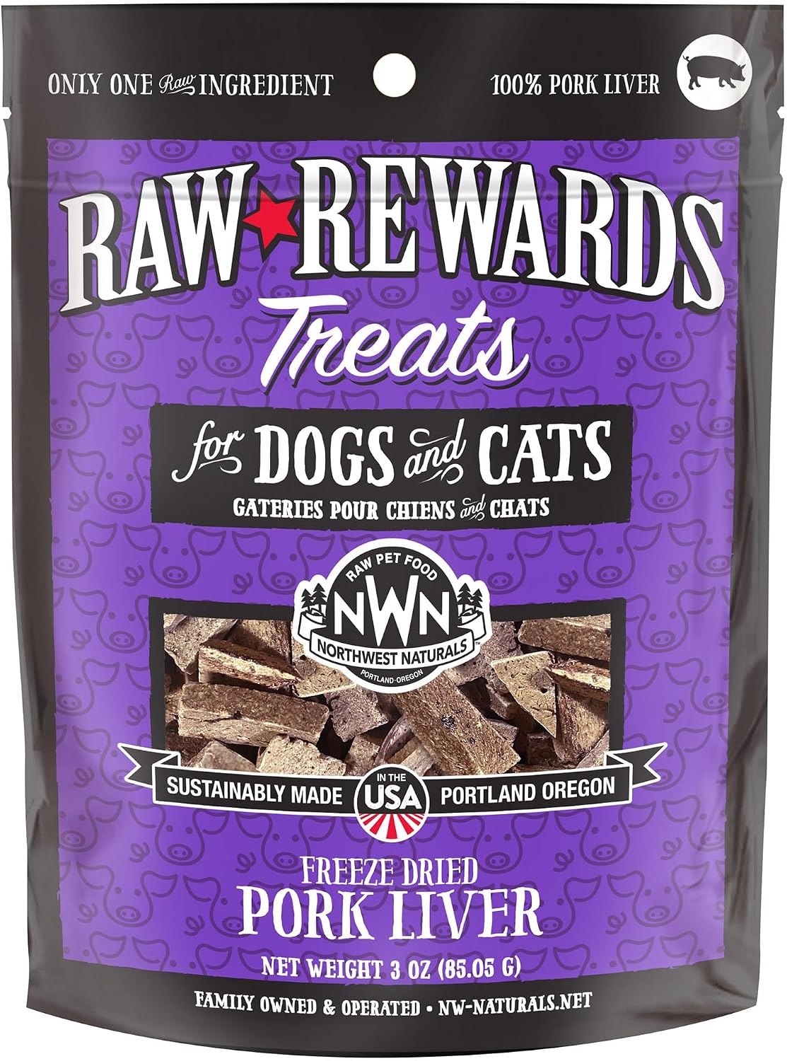 Raw Rewards Freeze-Dried Beef Liver Treats for Dogs and Cats - Bite-Sized Pieces - Healthy, 1 Ingredient, Human Grade Pet Food, All Natural, Proudly Made in USA, 10 Oz