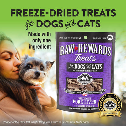 Raw Rewards Freeze-Dried Beef Liver Treats for Dogs and Cats - Bite-Sized Pieces - Healthy, 1 Ingredient, Human Grade Pet Food, All Natural, Proudly Made in USA, 10 Oz