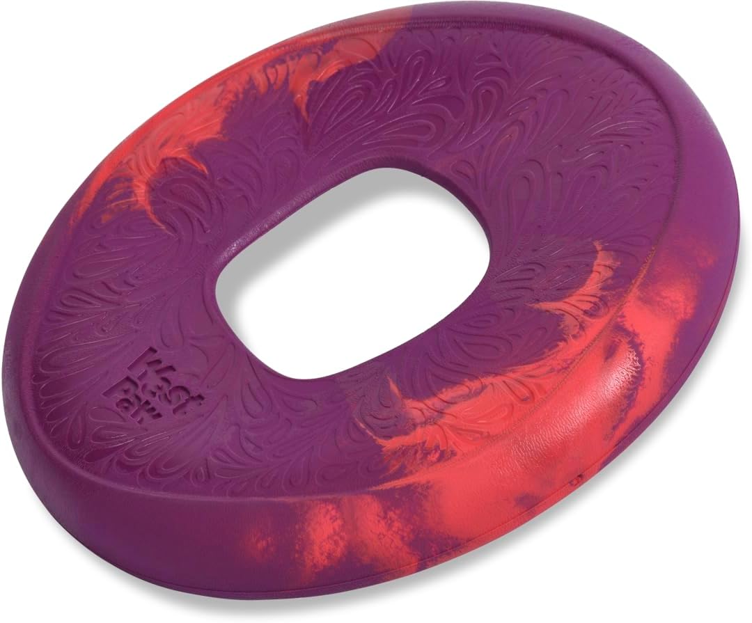 Seaflex Sailz Dog Toy Flying Disc – Machine Washable Dog Toys for Moderate Chewers – Eco-Friendly Zogoflex Toys for Dogs – Perfect for Gnawing, Fetch, Catch, Pet Training – Hibiscus