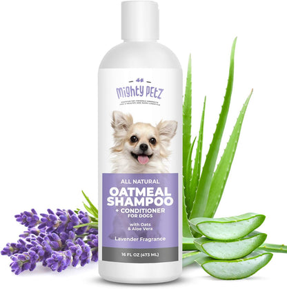 2-in-1 Oatmeal Dog Shampoo and Conditioner – 16 oz Natural Support for Allergies, Itchy Sensitive Skin. Moisturizing & pH Balanced for Dogs with Oatmeal and Aloe Vera