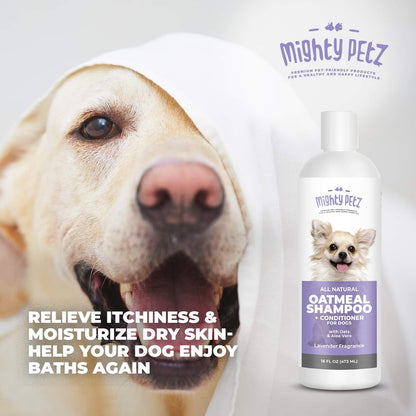 2-in-1 Oatmeal Dog Shampoo and Conditioner – 16 oz Natural Support for Allergies, Itchy Sensitive Skin. Moisturizing & pH Balanced for Dogs with Oatmeal and Aloe Vera