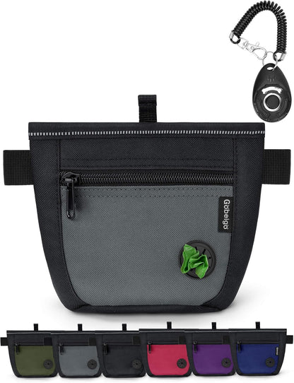 2 Cup Magnetic Closure Dog Treat Pouch with Training Clicker(Black)