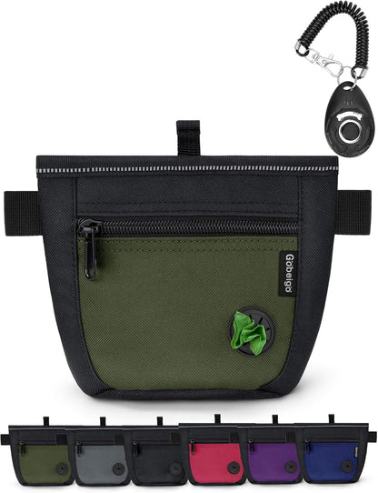 2 Cup Magnetic Closure Dog Treat Pouch with Training Clicker(Black)