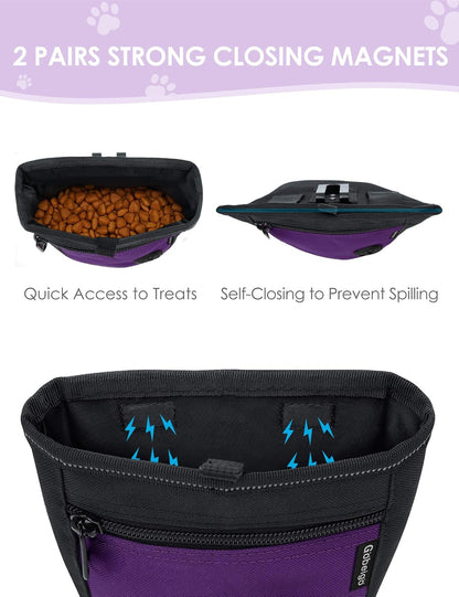 2 Cup Magnetic Closure Dog Treat Pouch with Training Clicker(Black)